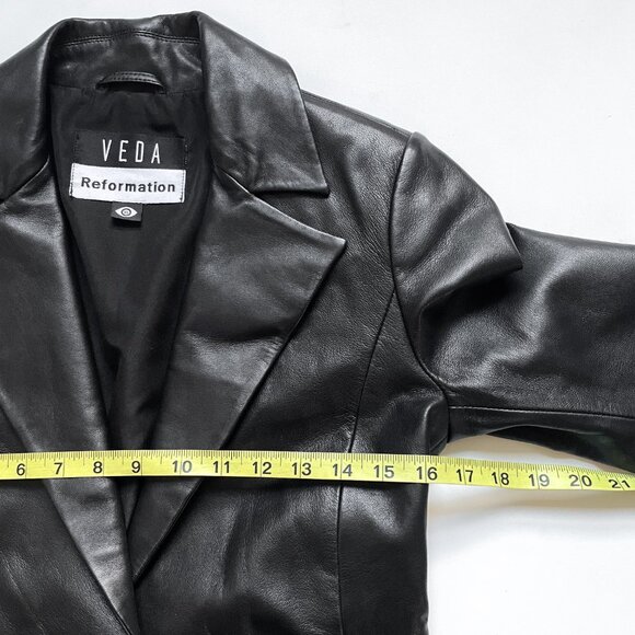 Reformation Veda Bowery Leather Blazer Black Size XS - Picture 9 of 14